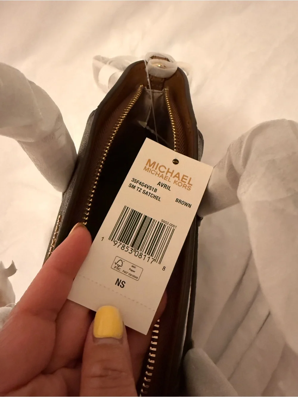 Michael Kors Avril Small Logo Top-Zip Satchel Brown